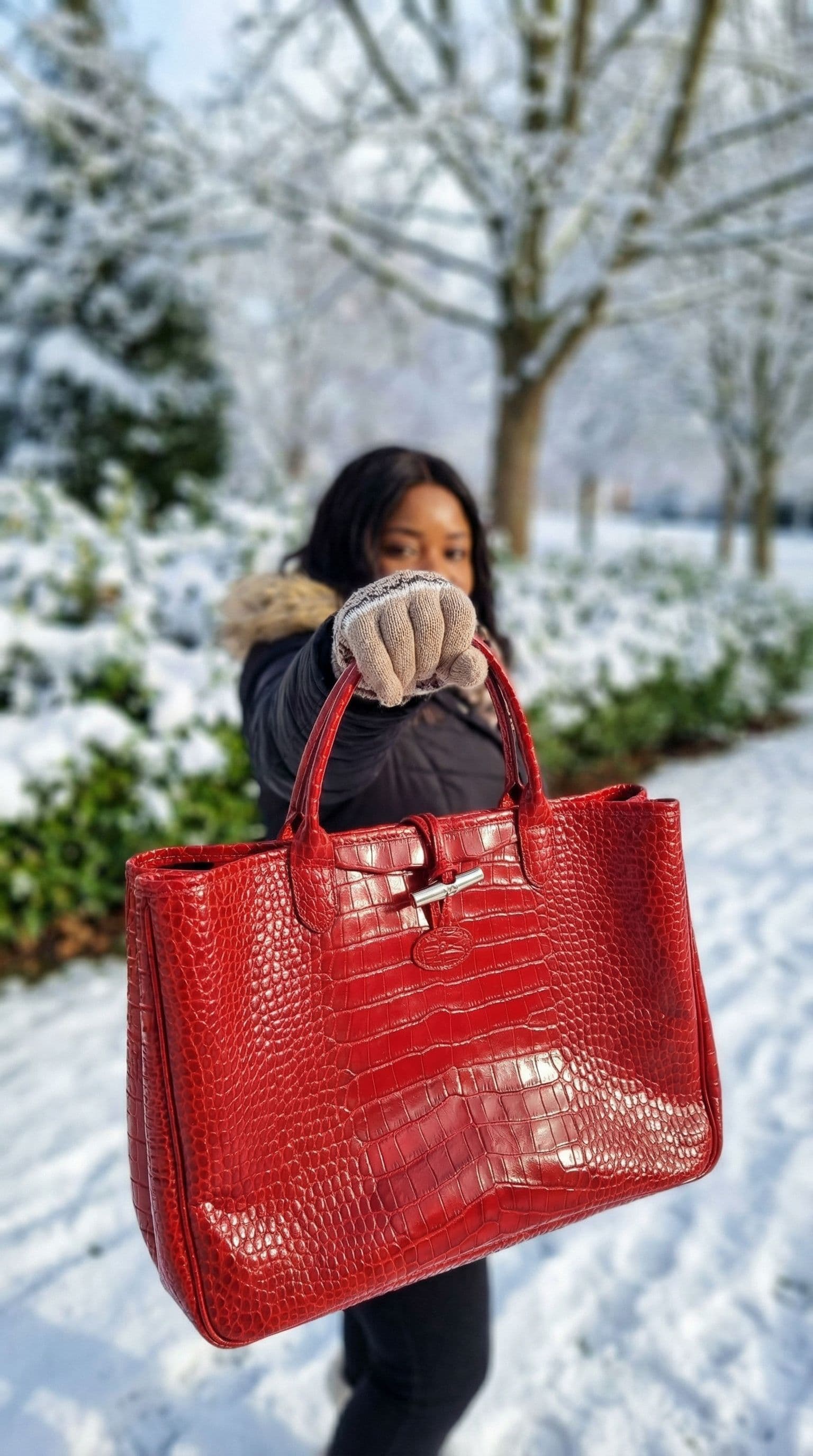 Longchamp Le Roseau Red Tote Bag - Image 2